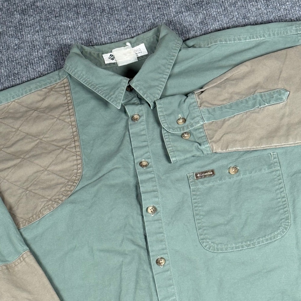 Columbia Large LS Shooting Shirt Button Up Hunting Outdoor Quilted Recoil Panel